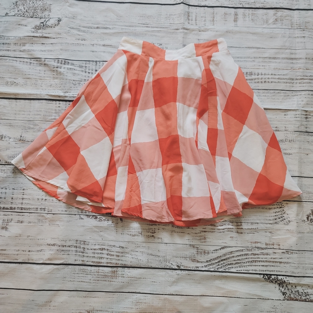 Maison Jules Plaid Skirt Women S Orange/White